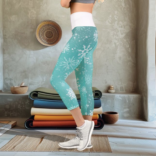 Leggings Capri Flèches blanches Turquoises (Créateur téléchargé)