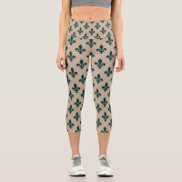 Fleur de Lis Motif, Royal French Green on Cream