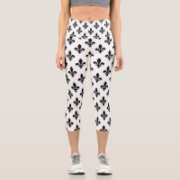Fleur de Lis Motif, Royal French, Noir sur Blanc