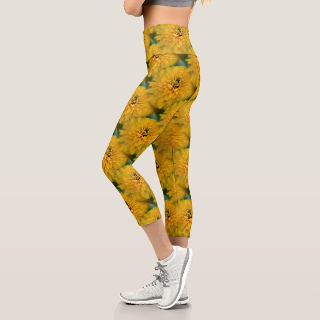 Leggings Capri Fleur de marguerite jaune Motif naturel (Gauche)