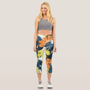 Leggings Capri Fleur de printemps : Vintage texture florale