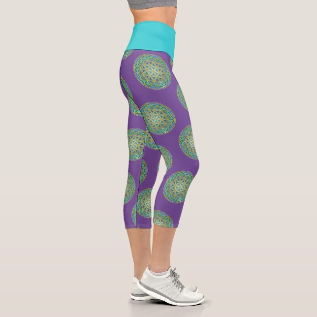 Leggings Capri FLEUR DE VIE - Conception de Géométrie Sacrée 1 (Droite)