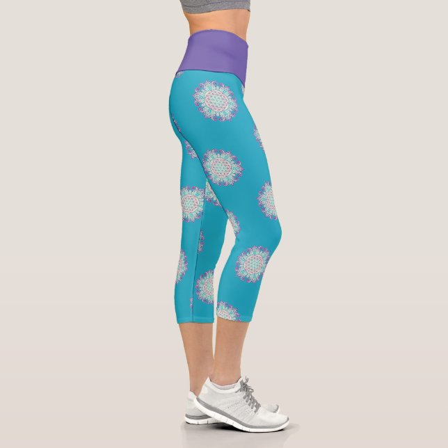 Leggings Capri Fleur de Vie - Mandala Indien 2 (Droite)