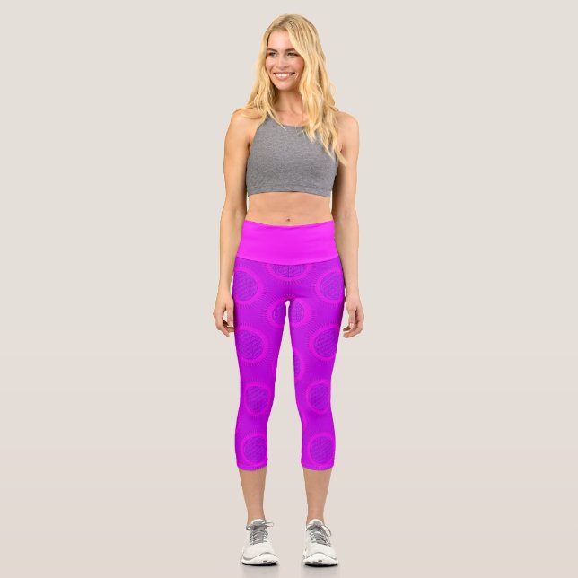 Leggings Capri Fleur de vie - soleil - motif sans couture 3 (Recto)
