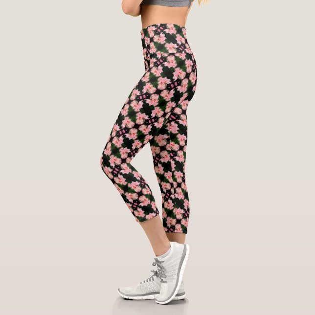 Leggings Capri Fleur Iris Arborée Dans Chaque Motif Abstrait (Gauche)