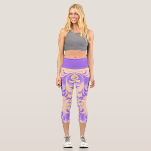Leggings Capri Fleur océanique : Harmonie violette / Art élégant