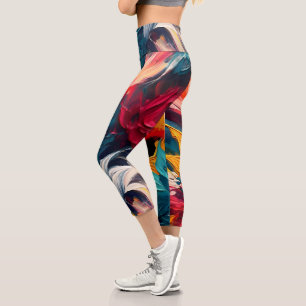 Leggings Capri Fleur Radieuse – Expression Florale Abstraite Auda