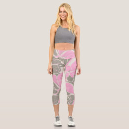 Leggings Capri Fleur Rose Abstraite