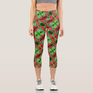 Leggings Capri Fleur rouge Zinnia de fond Motif Abstrait