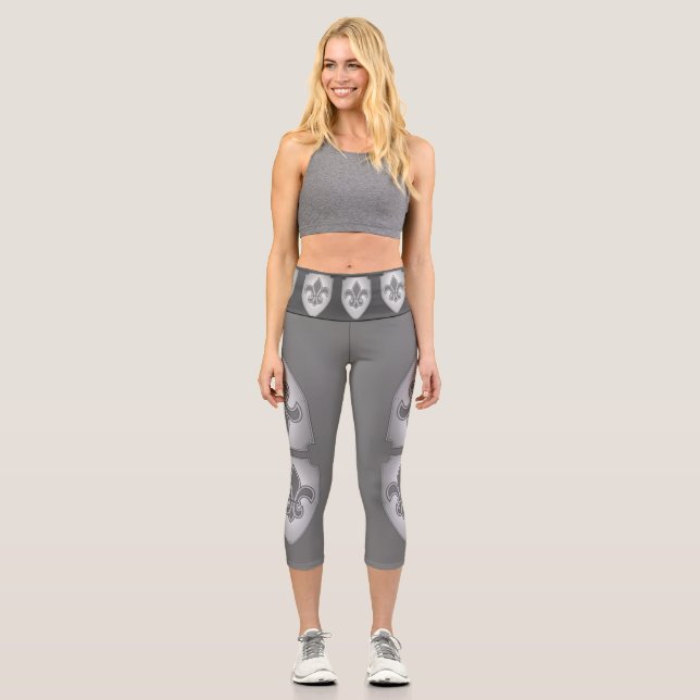 Leggings Capri Fleur Shield pour femme Motif haute taille Capri . (Recto)