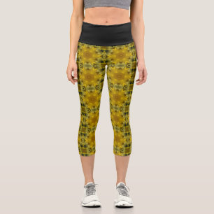 Leggings Capri Fleur soleil éclate dorée