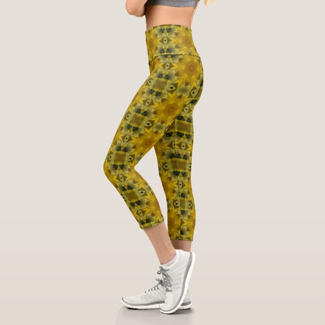 Leggings Capri Fleur soleil éclate dorée (Gauche)