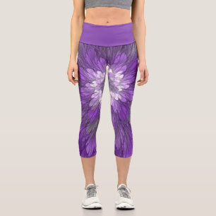 Leggings Capri Fleur Violette Psychedelique Art Fractal Abstrait