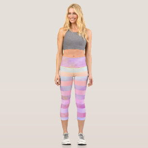Leggings Capri Fleurs arc-en-ciel Abstraites en aquarelle