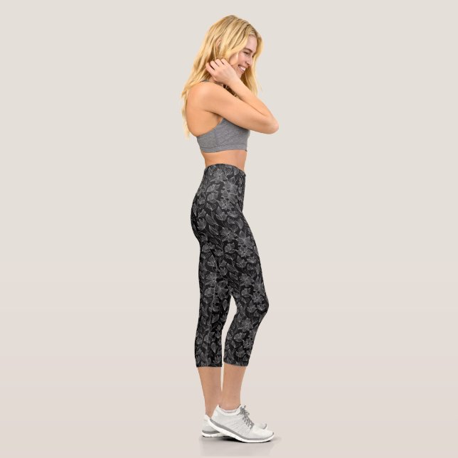 Leggings Capri Fleurs blanches élégantes  (Droite)