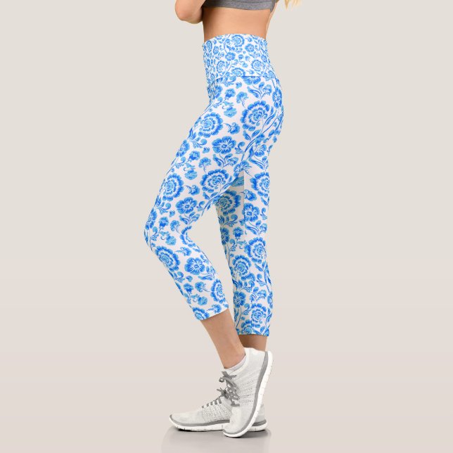 Leggings Capri Fleurs bleues (Gauche)