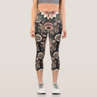 Leggings Capri Fleurs Bohèmes du Soir