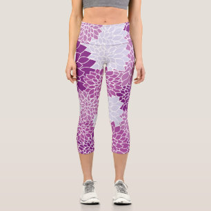 Leggings Capri Fleurs Dahlia, Motif De Fleurs, Dahlia Violet