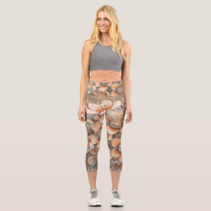 Leggings Capri Fleurs de cerisier beige vintage