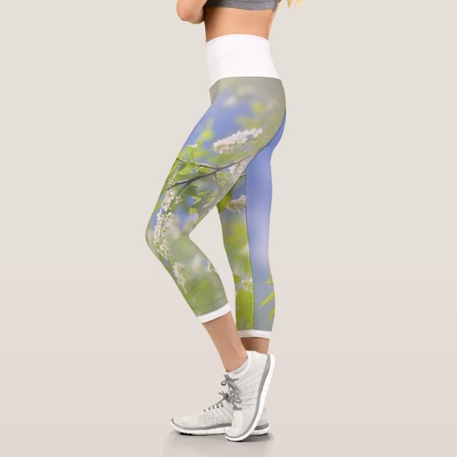 Leggings Capri Fleurs de cerisier d'oiseaux Sky (Gauche)