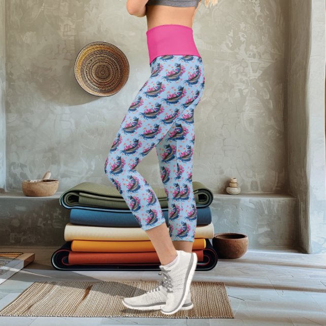 Leggings Capri Fleurs de dauphin Lotus Fleurs de cerisiers (Créateur téléchargé)