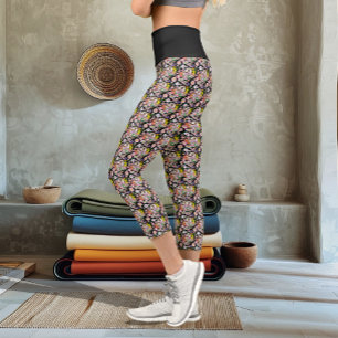 Leggings Capri Fleurs de hérisson mignonnes