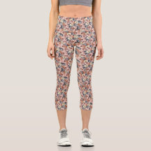 Fleurs de Mix Beige Motif Capri Leggins
