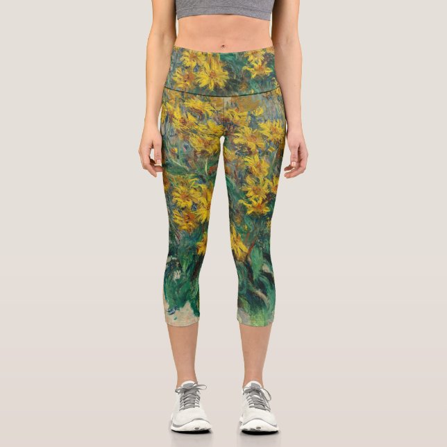 Leggings Capri Fleurs de topinambour par Claude Monet (Recto)