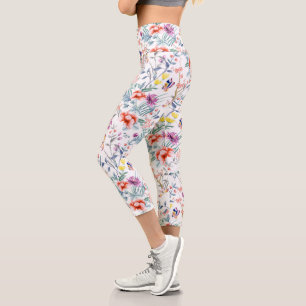 Leggings Capri Fleurs et papillons d'été