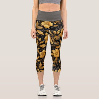 Leggings Capri Fleurs Historiques Enroulées Florales