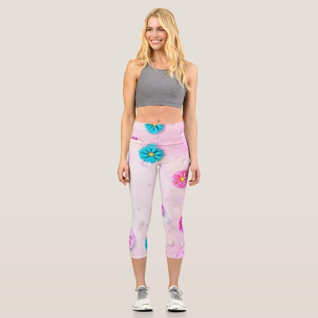 Leggings Capri Fleurs Motif 7 (Recto)