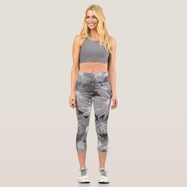 Leggings Capri Fleurs rouges et jaunes 2 (Recto)