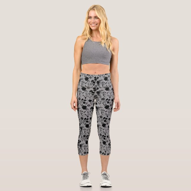 Leggings Capri Fleurs sur net 01.wx4 Gray BG (Recto)