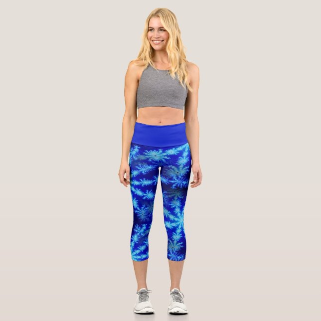 Leggings Capri Flocon de neige psychédélique sauvage Fractal Star (Recto)