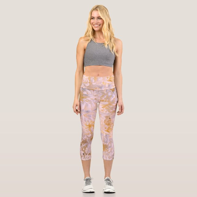Leggings Capri floraison de chrysanthème (Recto)