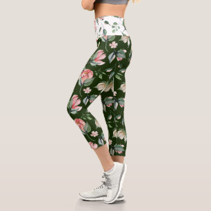 Leggings Capri floraison printanière de minuit