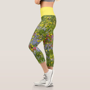 Leggings Capri Floral Fleur sauvage de prairie coloré