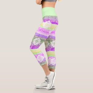 Leggings Capri Floral Funky Sur Retro Chic Cool Motif