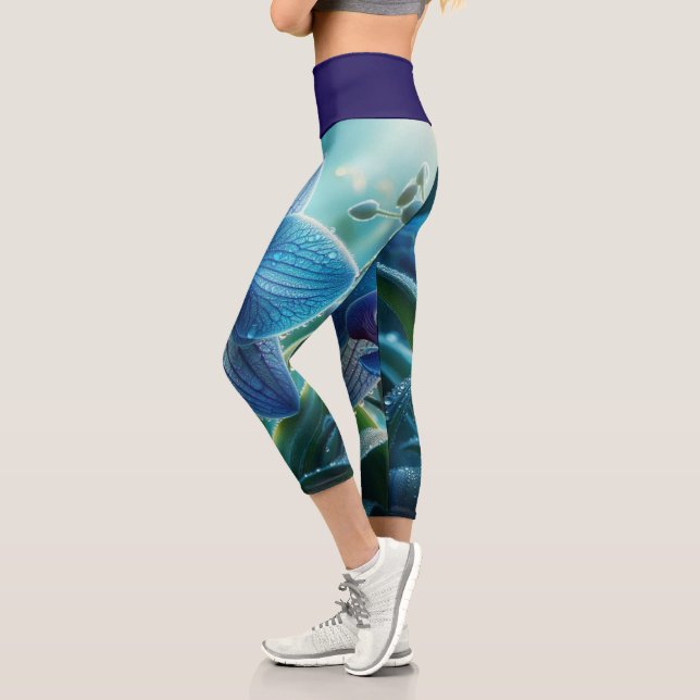 Leggings Capri Floral orchidée bleue (Gauche)