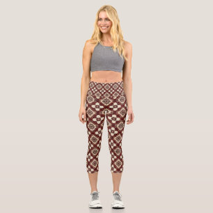 🌸 Leggings Capri Floraux de Bourgogne Pour Tous l