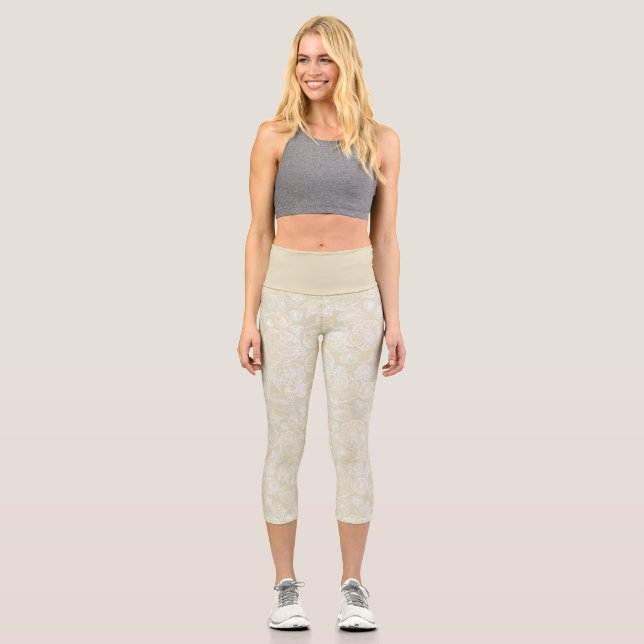 Leggings Capri Flore de crème (Recto)