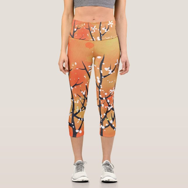 Leggings Capri Flore noire Printemps Coral Capri Leggi (Recto)