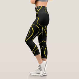 Leggings Capri Flux et reflux 2 en noir et jaune