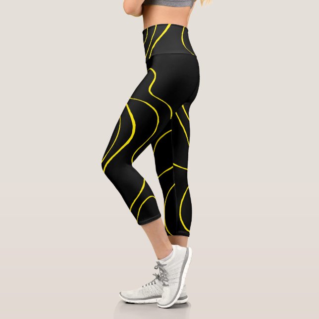 Leggings Capri Flux et reflux 2 en noir et jaune (Gauche)