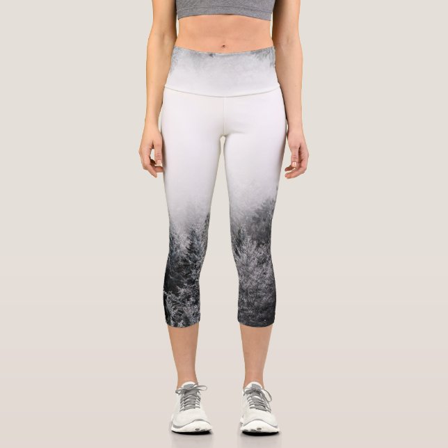 Leggings Capri Foie sur la forêt gelée (Recto)