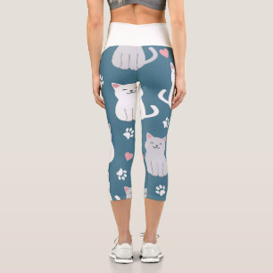 Leggings Capri Fond à motif mignon de chats
