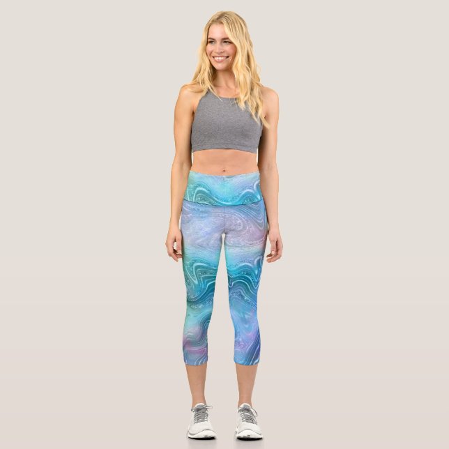 Leggings Capri Fond de texture en pierre de marbre liquide abstra (Recto)