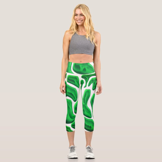 Leggings Capri Formes Abstraites futuristes vertes (Recto)