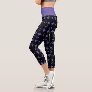 Leggings Capri Formes aléatoires d'arlequins noirs et violets