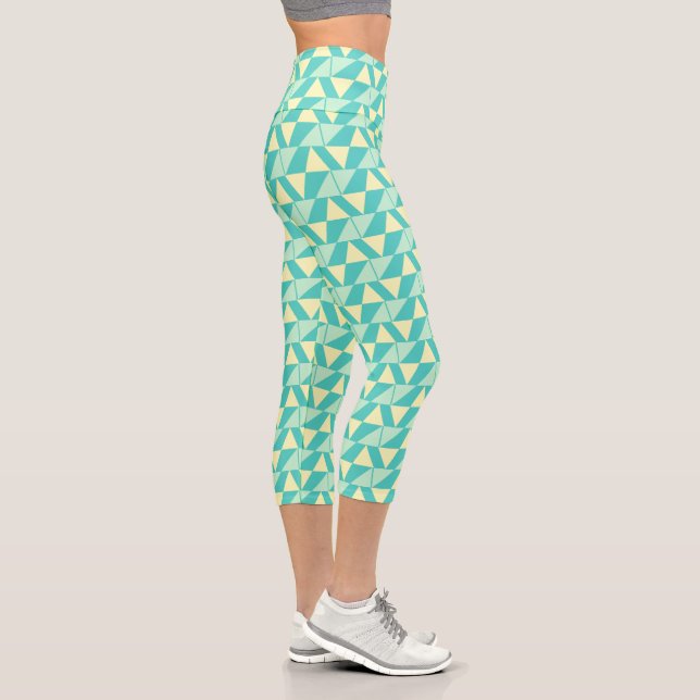 Leggings Capri Formes géométriques en Turquoise et Jaune (Droite)